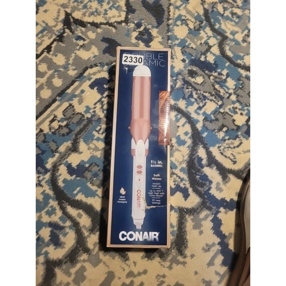 Conair Double Ceramic Hair Curling Iron 1 1/2 Inch Barrel White/Rose Gold ..51
